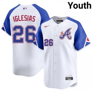 Youth Bravos Raisel Iglesias #26 City Connect White MLB Jersey 147864-148