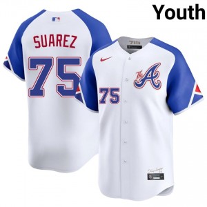 Youth Braves Country Robert Suarez #75 City Connect White Replica Jerseys 561337-619