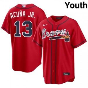 Youth Bravos Ronald Acuna Jr. #13 Red New Jersey 220494-277