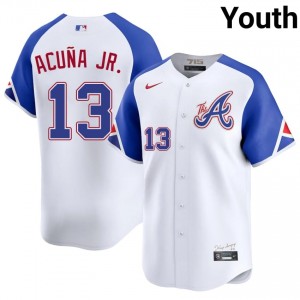 Youth Braves Country Ronald Acuna Jr. #13 City Connect White Player Jerseys 173036-645