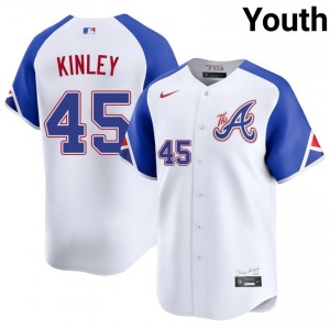 Youth Atlanta Braves Tyler Kinley #45 City Connect White Official Jersey 987308-836